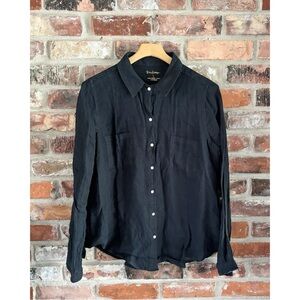 Lilly Pulitzer Black Linen Button Up Long Sleeve Shirt Top, L